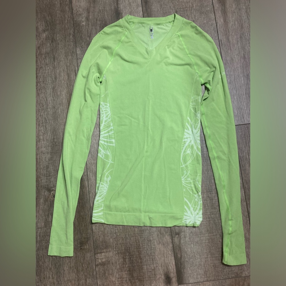 Spyder Green Fitted Long Sleeve Base Layer Performance Top